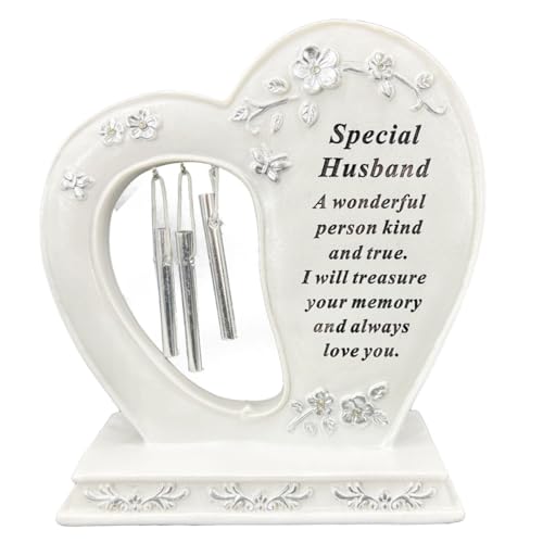 Angraves Special Husband Graveside Memorial Wind Chime Heart Grave Plaque Ornament Decoration