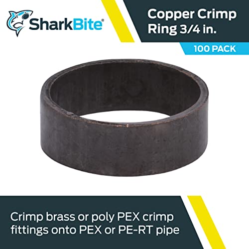 Sharkbite 3/4 Inch Copper Crimp Rings, Pack Of 100, Pex Pipe, Pe-Rt, 23103Cp100 #TOP1