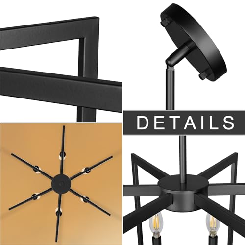 Klgxnrd B8F03F40-233A-47DE-9AB8-74A72D1051DA 6-Light Modern Farmhouse Black Chandeliers For Entryway, Geometric Pendant Lights Kitchen Island, Hanging Industrial Metal Chandelier thumb #6