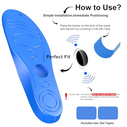 Image of RFUNGUANGO Airtag Shoe Insoles, Blue (Men 9.5‑11 /Women 11.5) | Airtag Hidden Insoles, Tracker Devise Case, Comfortable Insoles (10.8‑11.5 IN Trimmable Insoles)