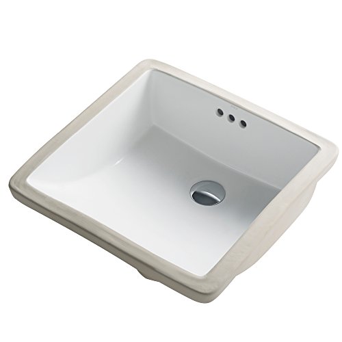 KRAUS Elavo 17-inch Square Undermount White Porcelain Ceramic Bathroom Sink with Overflow, KCU-231 by Kraus - Image 9