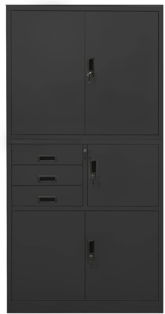 Office Cabinet Anthracite,File Cabinet,School Storage Cabinet,Changing Room Locker,Multi-Function Cabinet,Modern Style,for Office Staff,Home Sundries,Gym,School,Kid Room,35.4"x15.7"x70.9" Steel