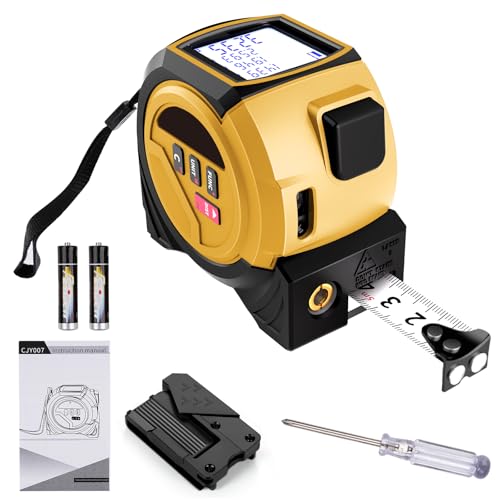 Telituny Cinta Métrica Laser Digital 3 en 1, 60m Telémetro Laser con Láser de Líneas Cruzadas y 5 m Cinta Métrica de Acero, con Pantalla LCD, para Medir Distancias, Superficies y Volúmenes