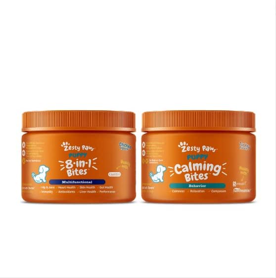 Zesty Paws Puppy 8-in-1 Multivitamin Soft Chews + Puppy Calming S...