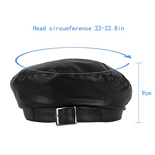 Minache Girl Fashion PU Leather Beret Hat Chic Beanie Cap Winter Warm Hat for 10Yrs+ Girls2