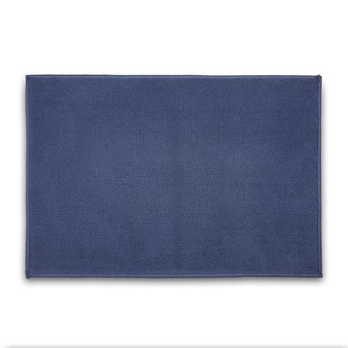 Image of Welspun Premium Bath Mats Small for Hall, Bedroom & Living Room | Solid Design | Anti Skid | High Durability | Stain Resistant | Machine Tufted | (2 x 2 ft Fts, Dark Blue)