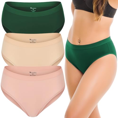 Image of Women's Cotton Underwear Hi-Cut Briefs High Waisted Womens Panties Full Coverage No Show Brief for Women 3 Pack