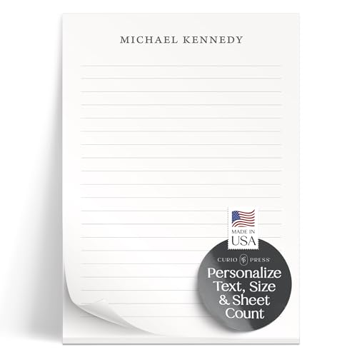 Curio Press Personalized Stationery Notepads for Women and Men, 50 to 100 Sheets Custom Notepads Personalized with Name and Contact Info Custom Stationery Note Pads for Memo, To Do List-Simplicity Pad