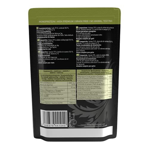 catz finefood Purrrr Lachs Monoprotein Katzenfutter nass N° 105, für ernährungssensible Katzen, 16 x 80 g