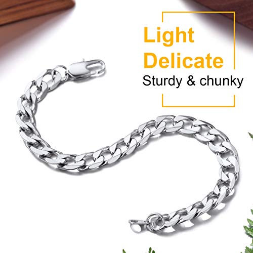 Stainless Steel Bracelet Mens Wrist Chain 7.5Inch Cuban Chain Bracelet Men #TOP4
