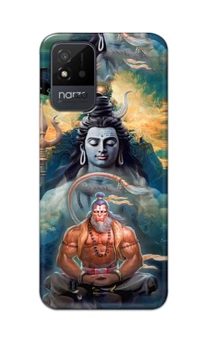 Image of PRINTFIDAA Printed Hard Back Cover Case for Realme Narzo 50i Back Cover (Lord Shiva and Hanuma) -112