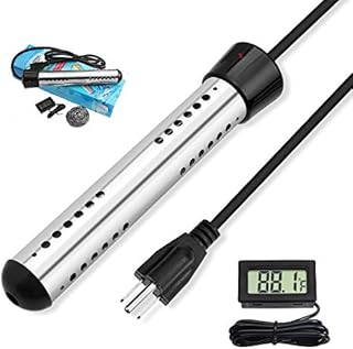 JESTOP Anti-scalding Bucket Heater, Electric Immersion Water Heater with Digital LCD Thermometer, Stainless Steel Guard Submersible Heater, Rapid Heating in Minutes