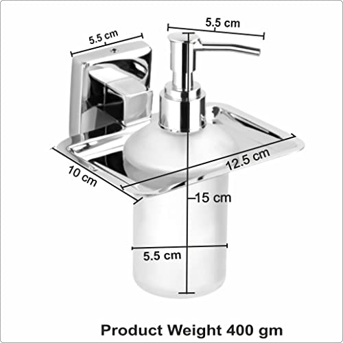 Image of Premium Wall-Mounted Stainless Steel Liquid Soap Dispenser with Frosted Glass Bottle & Heavy-Duty Steel Holder | Rust-Proof Bathroom Soap Dispenser for Home, Wash Basin & Kitchen
