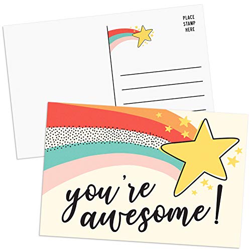 SWEETZER & ORANGE You Are Awesome Cards Postcards Pack (60 Greeting Notes) 4x6 Gratitude for Kids and Adults. Positive Affirmations Cards Kindness Posters Employee Appreciation Amazing Letters