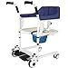 Krzesło prysznicowe na kółkach,Podnośniki dla pacjentów do użytku domowego,Z miękką poduszką i deską sedesową,Ręczny podnośnik do wózków inwalidzkich,ComfortEdition-Blue