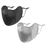 2 Pieces Breathable Sport Face Mask Washable Windproof Sun Protection UV Face Shield for Men Women Cycling Running Golfing (Black+Light Gray)