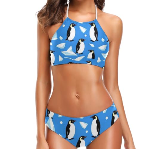 Maillot de bain dos nu femme S-XXL natation tissu doux extensible motif pingouin FRODOTGV