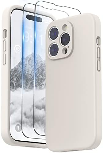 SURPHY Silikonowe Etui do iPhone 14 Pro Max z Ochraniacz Ekran, Case Pokrowiec do iPhone 14 Pro Max z Ochraniacz Aparatu, etui na telefon iPhone 14 Pro Max 6.7 Cala 2022, Różowy piasek