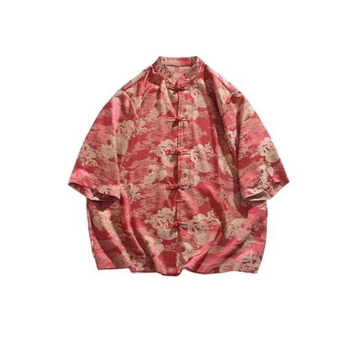 Chemise d'été manches courtes homme dragon phénix vêtement de plage léger
