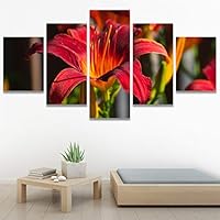 SIGNWIN 5 Panel Canvas Wall Art Modern Art Bohemian Bouquet Colorful Cool Floral Group Multicolor Photography Realism for Home Decorations Ready to Hang - 60