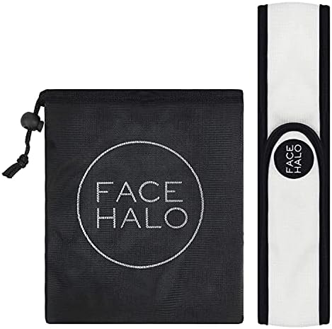 FACE HALO Reusable Makeup Headband & Wash Bag Accessories Pack - Premium Spa Accessories for Women