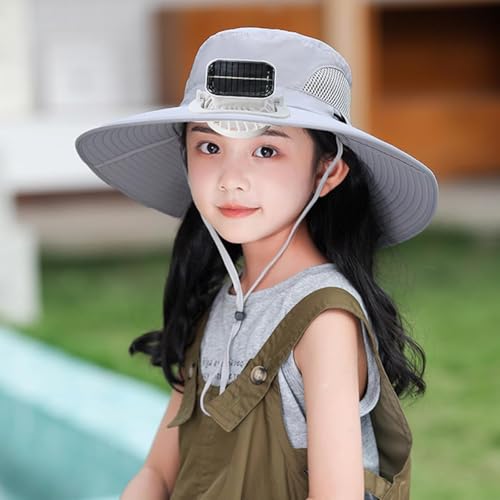 Wide Brim Solar Fan Hat for Kids,Sun Hat with Solar Fan for Children Outdoor,Quick Drying Solar Powered Fan Caps3
