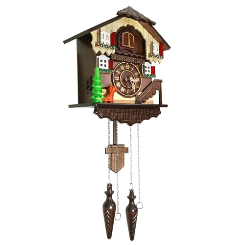 RUAIGRD Traditional German Style Cuckoo Clock Black Forest House Clock Wooden Wall Pendulum Quartz Clock