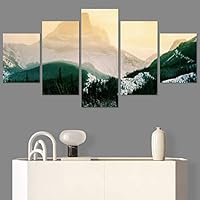 SIGNWIN 5 Panel Canvas Wall Art Setting in The Trees for Home Decorations Ready to Hang - 60