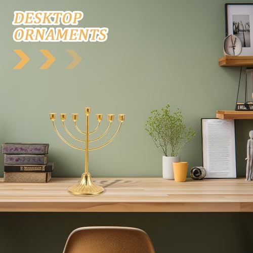 Miniatura 2 de Yardenfun Candelabro Judío De Hierro Dorado Brazos Diseño Múltiple Decoración Vintage Para Festivales Y Mesa Comedor