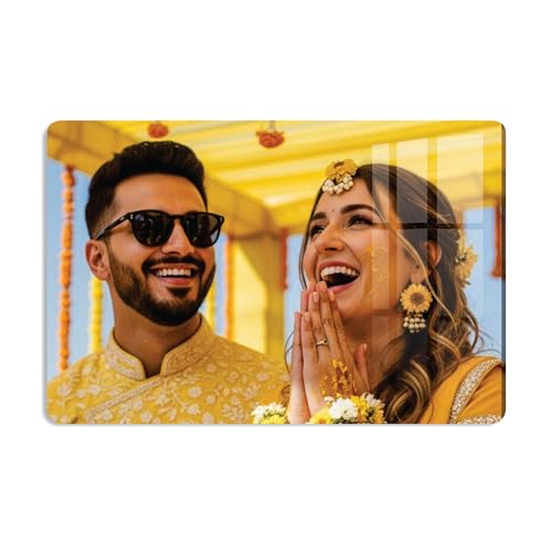 Image of Giftplease Customized Acrylic Photo Frame | Personalized Clear Wall Mount Frameless Picture Frame with Photo | Customized Gift, Birthday Photo Frame, Personalized Gifts, Photoframe (10x15 Inches)