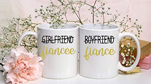 Boyfriend/Fiance - Girlfriend/Fiancee - 11Oz White Ceramic Coffee Mug Couples Sets - Funny His & Her Gifts - Bridal Shower Or Bachelorette Party Gift - Wedding Or Engagement Ideas #TOP2