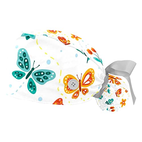 Casquettes de travail avec bandeau de transpiration absorbant JDEZ motif papillon