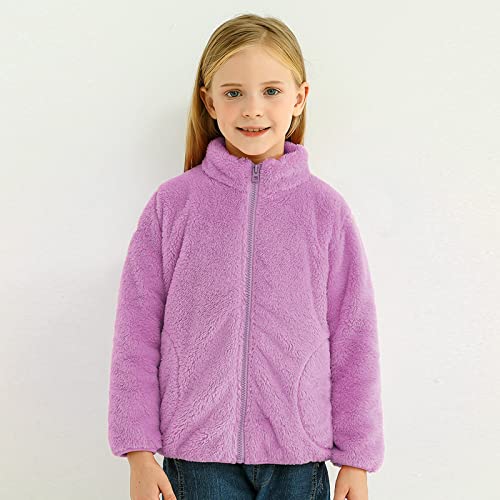 Toddler Boys Girls Long Sleeve Winter Solid Zippered Coat Jacket Thicken Warm Outwear Girls (Purple, 11-12 Years)3