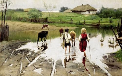 Pinturas murales retro de Pimonenko para decoración de salones amplios y despachos