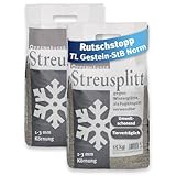 OPPENHÄUSER Diabas Streusplitt 30kg 1-3mm Körnung TL Gestein-StB Norm: sofort rutschhemmend, umweltschonendes Streugranulat für sichere Gehwege & Treppen, Pflastersplitt, Premium Qualität, 2x15kg