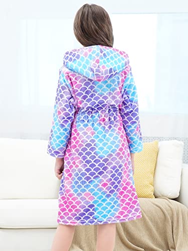 Image of Doctor Unicorn Soft Hooded Rainbow Bathrobe Sleepwear for Girls