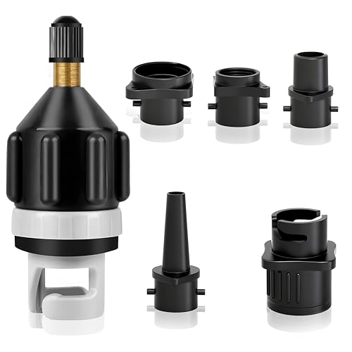 Adaptador de válvula para remos de Sup y Bomba de Aire con 4 adaptadores para Tablas de Paddle Surf, Botes inflables, Kayaks, Tablas de Paddle Surf y flotadores