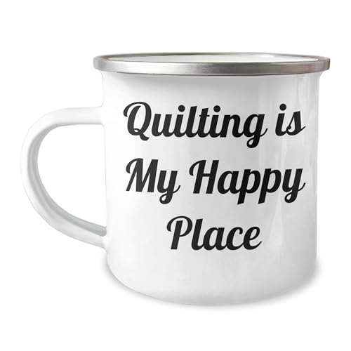Quilting Gifts for Her, Quilting Is My Happy Place Inspiration, Camping Mug for Women, Valentine's Unique Gifts from Family, Romantic Quilting Quilts