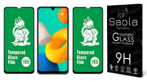 Image of Saola 18D Tempered Glass With Inbuilt AirBag Borders For Samsung Galaxy F22 4G (Pack Of 2) with Free Installation Kit. Full screen Coverage - 6.4 inch