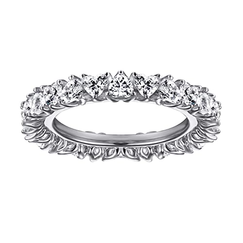 Bague femme en argent ribambelle de cœurs scintillant pour mariage