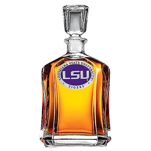 Image of Heritage Pewter LSU Capitol Decanter | 24 OZ Whiskey Decanter for Liquor with Airtight Stopper | Expertly Crafted Pewter Glass Clear