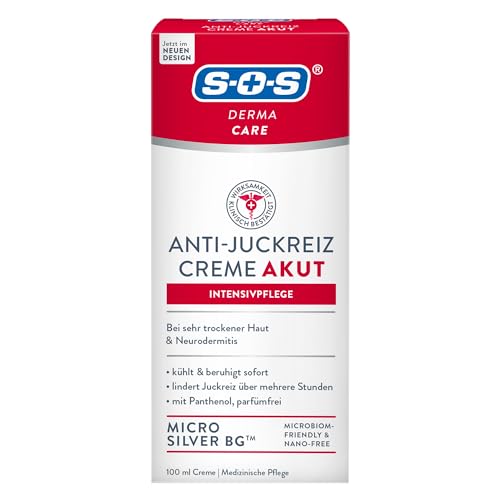 SOS Derma Care Anti-Juckreiz Creme Akut Intensivpflege (100 ml) – lindert Juckreiz bei trockener Haut & Neurodermitis – mit Panthenol & Micro Silber – für Erwachsene & Kinder geeignet