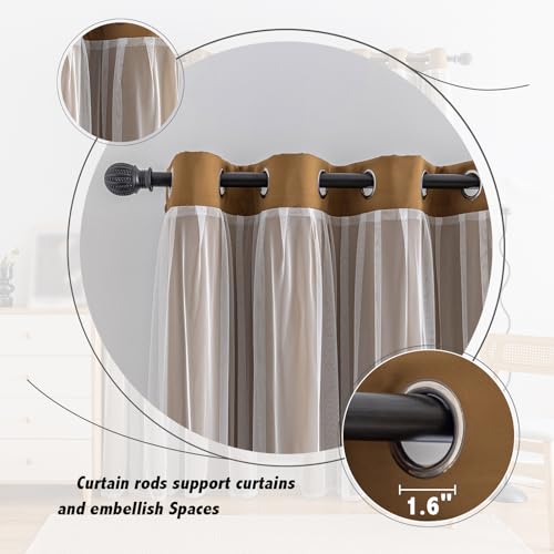 Image of Anytime Double Layer Blackout Curtains 2 Panels，52Wx95L,Coffee | Sheer And Fabric Window Drapes Grommet Top Solid Color Bedroom Living Room Home Decor