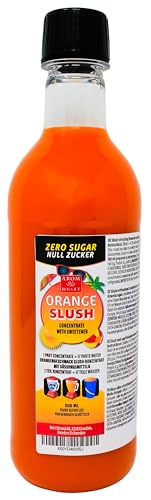 Zuckerfreies Orangen-Slushkonzentrat 500 ml, Mischungsverhältnis 1:17 | Slush-Eis | Crush-Eis | Wassereis | ohne künstliche Farbstoffe | für Slushie-Maker