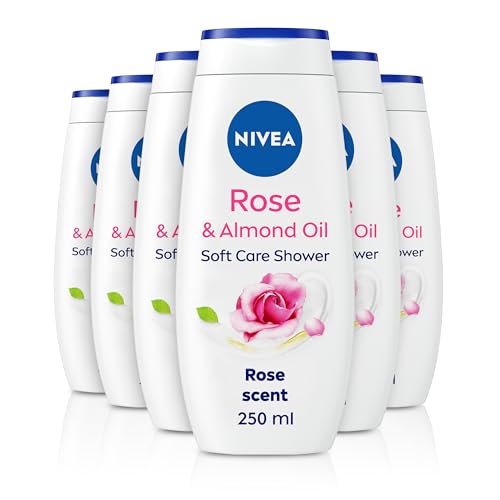 NIVEA Rose and Almond Oil Soft Care Shower Cream, (6 x 250 ml)