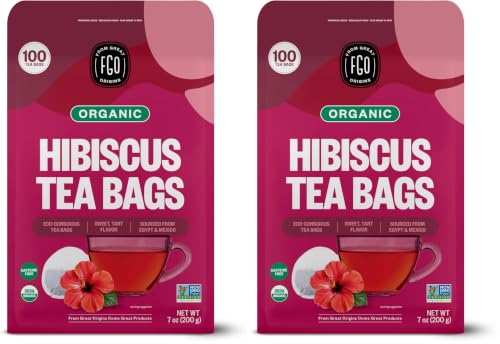 FGO Organic Hibiscus Tea, 100 Count, Eco-Conscious Tea Bags, Caffeine Free, Packaging May Vary (Pack of 2)