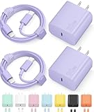 iPhone 17 16 15 Charegr Fast Charging Type C Chargers USB C Charger Block iPhone Air Chargers with 2 Pack 6FT Cable for iPhone 17/17 Plus/17 Pro Max/16/16 Plus/16 Pro Max/15 Pro Max/iPad Pro(Purple)