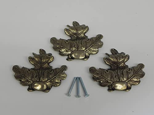 3 Stück Eichenlaub Deckblatt Verzierung groß mit Gewinde & Schraube für Keilerwaffen Gewaff Neu Wildschwein