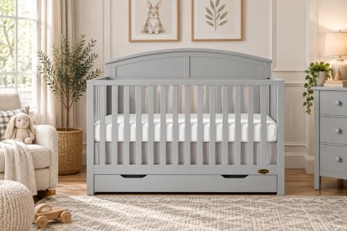 Dream On Me Storybrooke Convertible Baby Crib with Storage Drawer, Pebble G | 5-in-1: Converts to Toddler, Day & Full Size Bed, Adjustable Height, GREENGUARD Gold Certified, BSA Verified, ASTM & CPSC - image 2