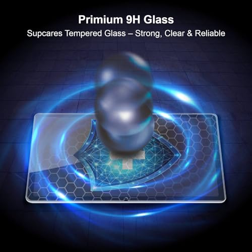Image of SupCares Tempered Glass for Samsung Galaxy Tab S10 Lite (10.9 Inch), Galaxy Tab S11, S10 FE, S9 FE, S7, S8, S9 (11 Inch) With Installation Kit | Military-Grade Gorilla Screen Protector | Edge to Edge Coverage | Transparent